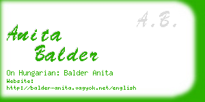 anita balder business card